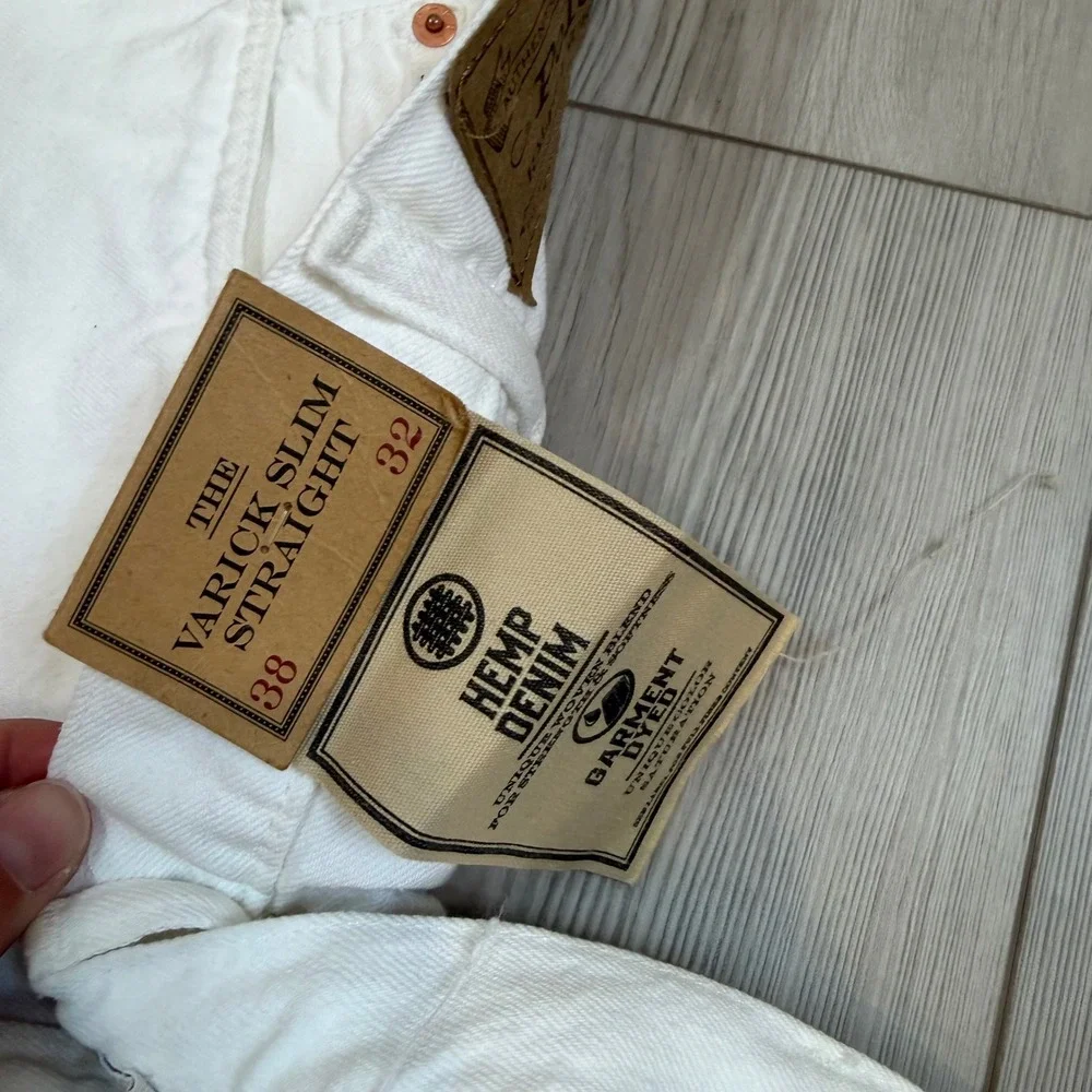 Polo Ralph Lauren Varick Slim Straight Hemp Denim Jeans White 38x32 NWT